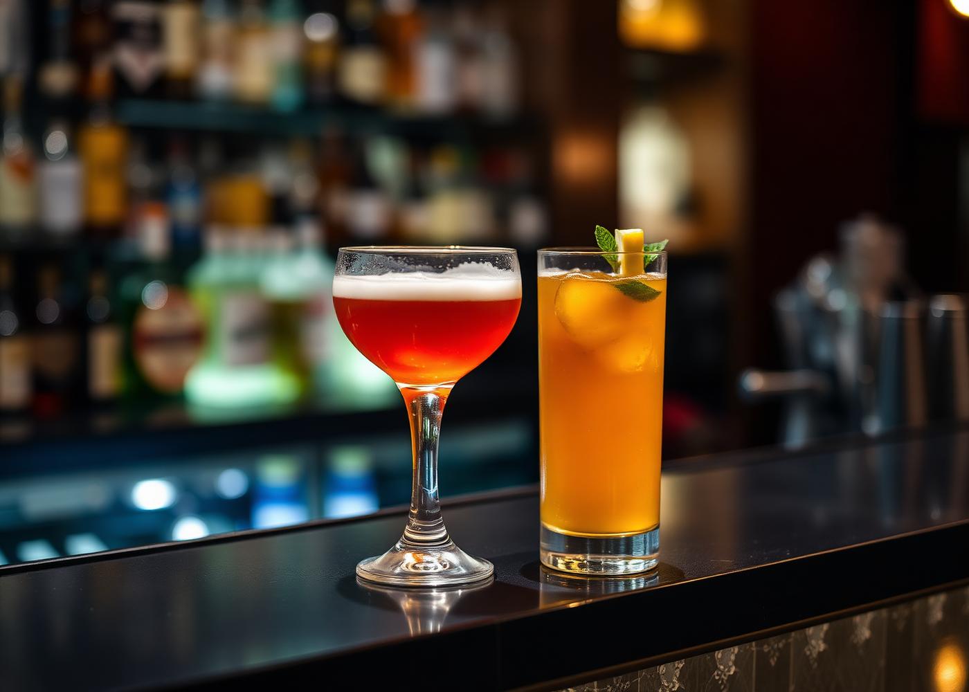 Cocktails on the bar at Shadows